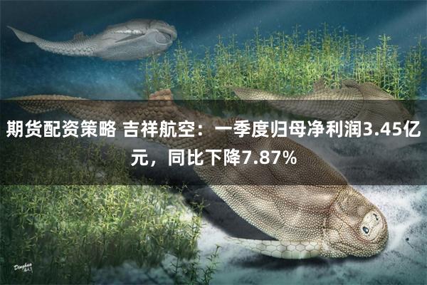 期货配资策略 吉祥航空：一季度归母净利润3.45亿元，同比下降7.87%
