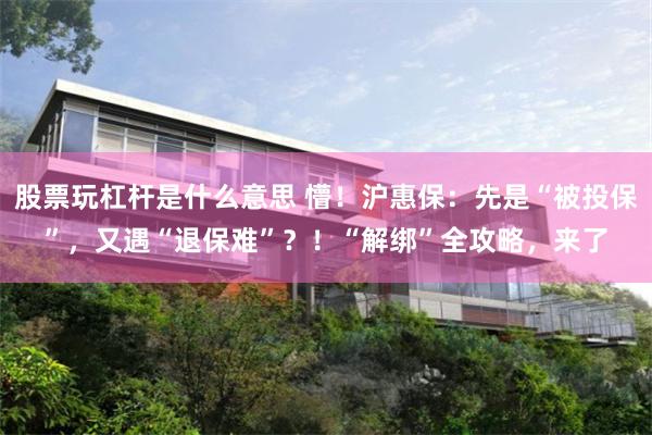 股票玩杠杆是什么意思 懵！沪惠保：先是“被投保”，又遇“退保难”？！“解绑”全攻略，来了