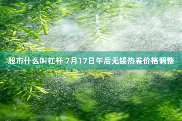 股市什么叫杠杆 7月17日午后无锡热卷价格调整