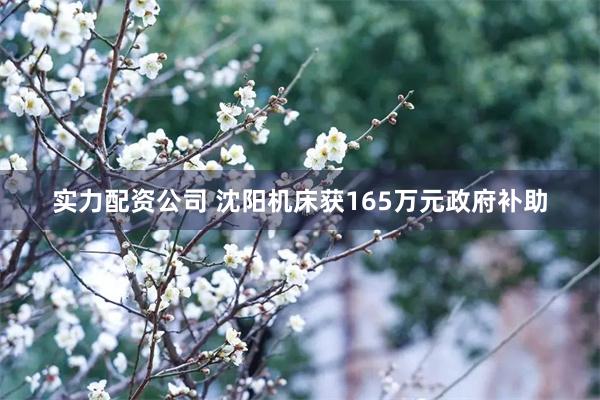 实力配资公司 沈阳机床获165万元政府补助