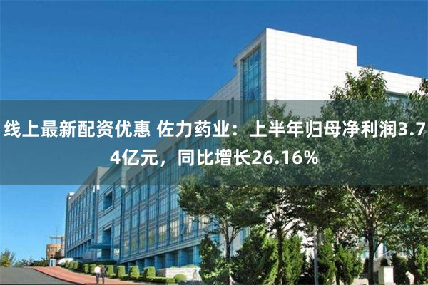 线上最新配资优惠 佐力药业：上半年归母净利润3.74亿元，同比增长26.16%